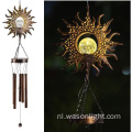 Zonne -metalen windgong voor buitenste zon Crackle Glass Ball Warm LED Zonnetuinverlichting Waterdichte sympathie Wind Bells Outdoor